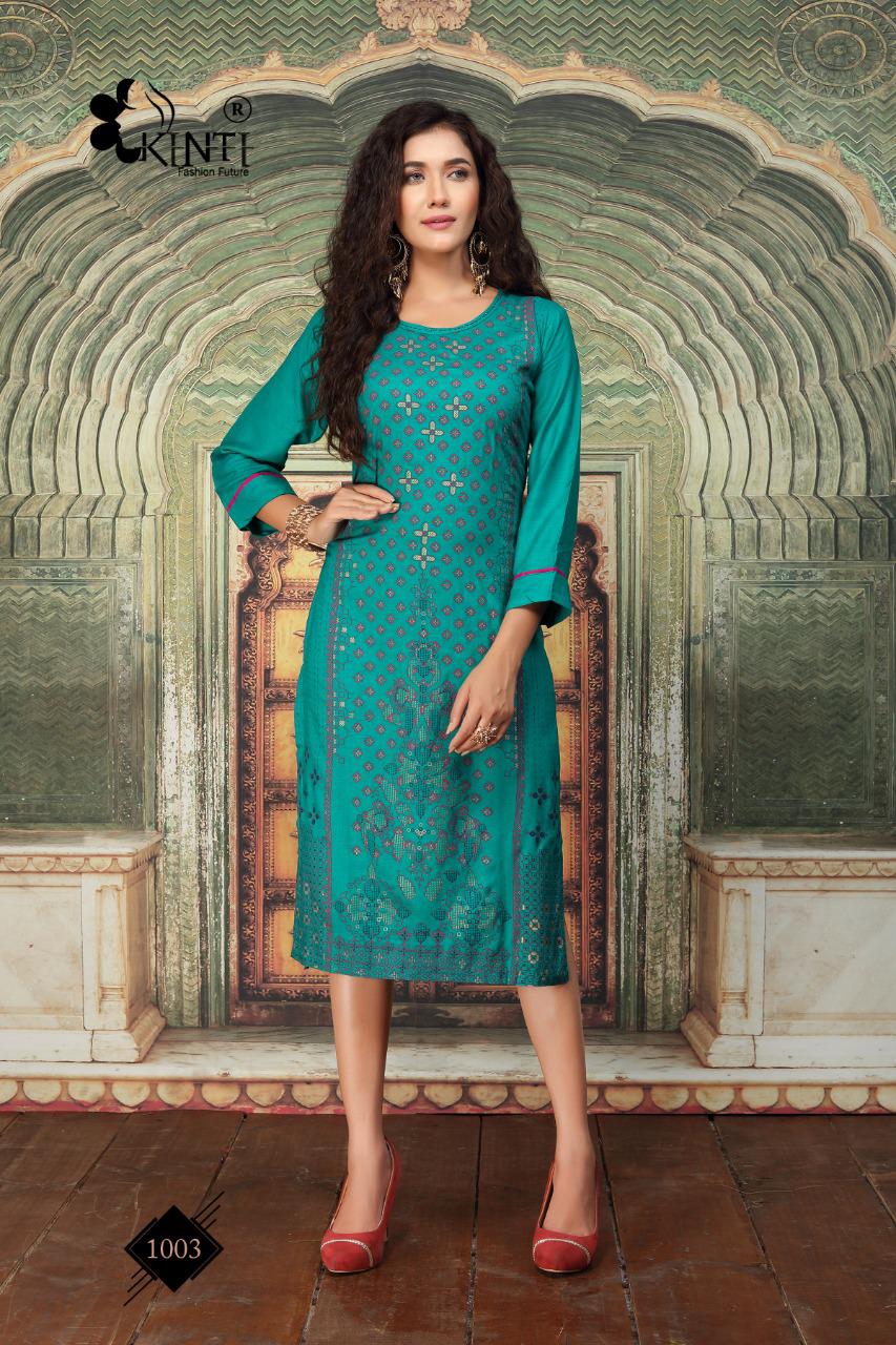 Kinti Afsana Foil Letest Fancy Designer Festive Wear Printed Rayon Kurti Collection